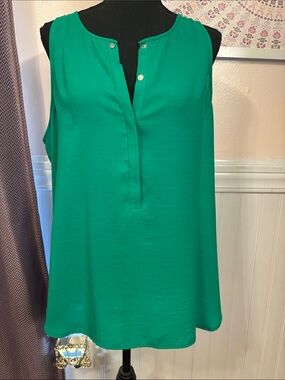 Banana Republic Sleeveless Emerald Green Notch-Neck Women's Blouse